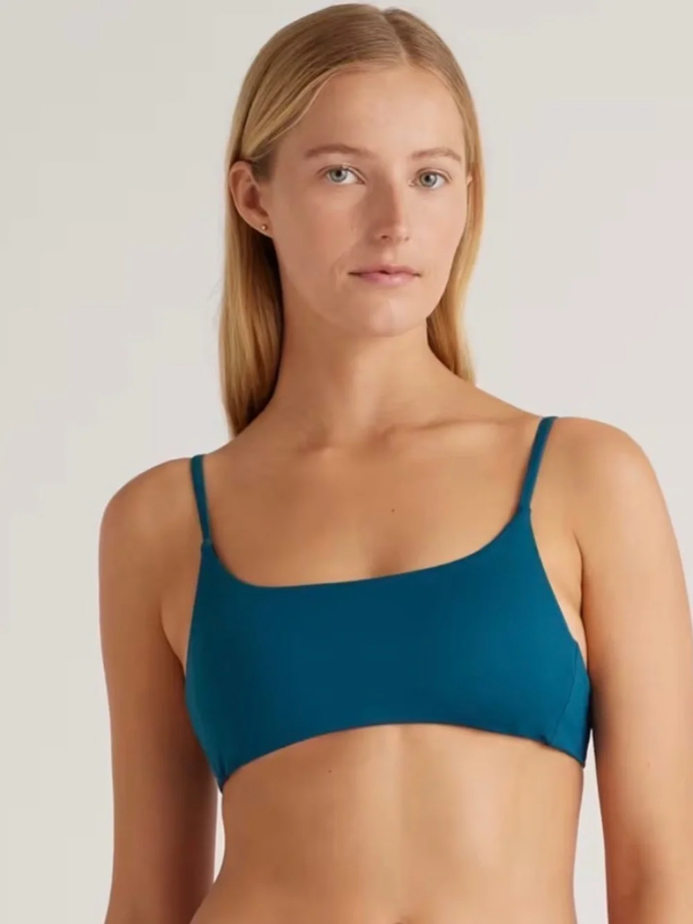 NWOT quince tie back Italian teal bikini top sm